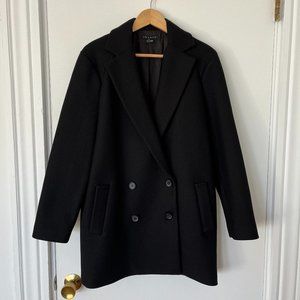 Theory Black Wool Double Breasted Coat S